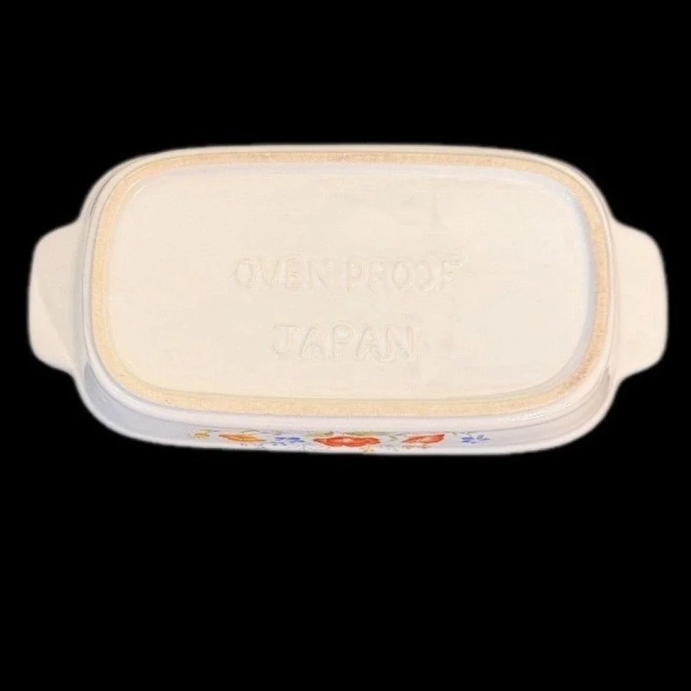 Japan VTG Floral Ceramic Baking Dish 7x4